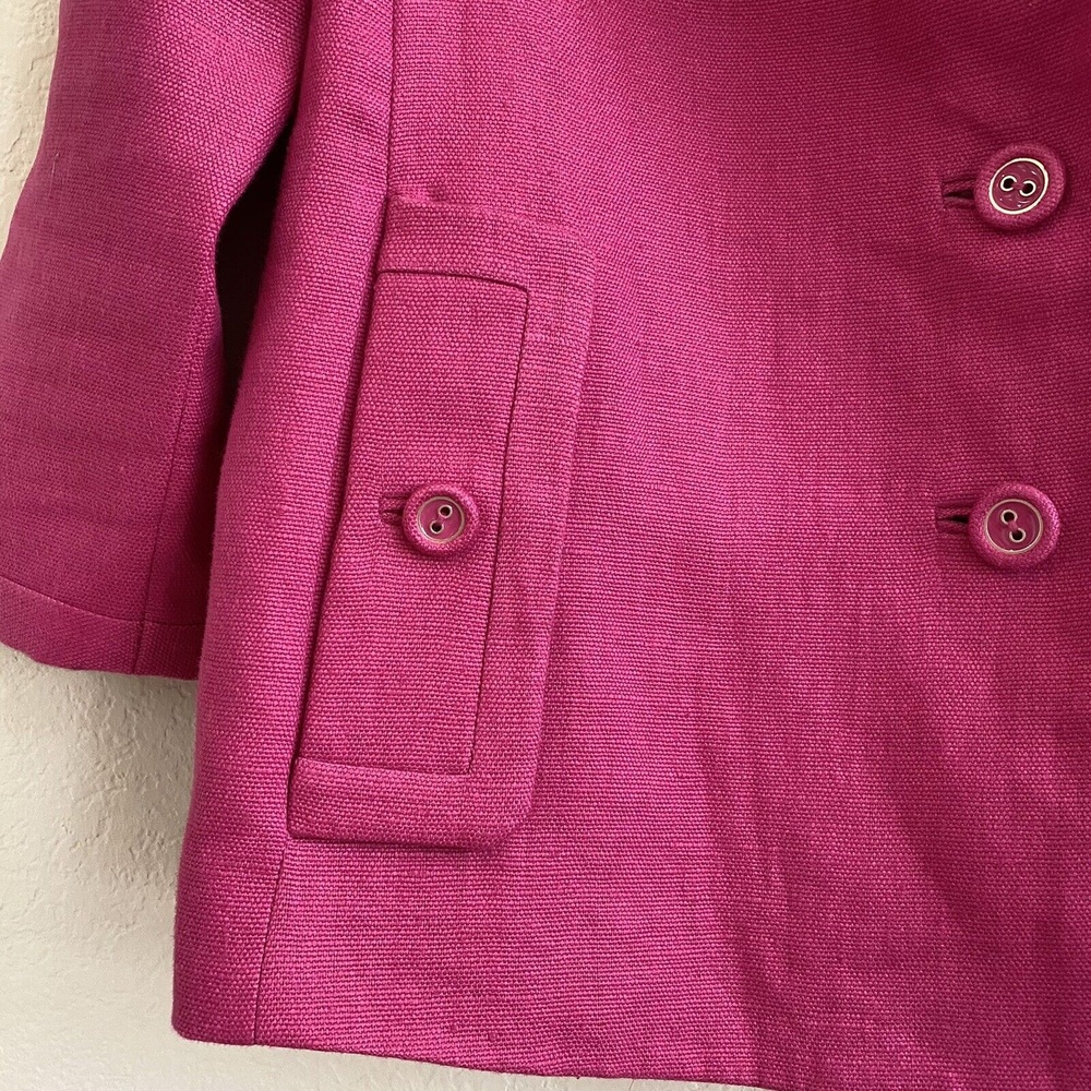 Talbots -Sz 2 Hot Pink Fab Jackie Linen 2 Button Swing Jacket Blazer Linen Coat - Picture 2 of 12